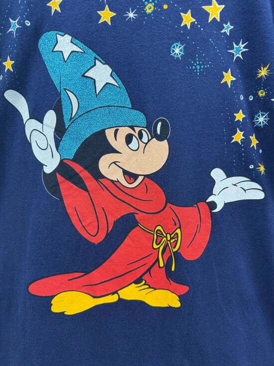 Mint Grail Vintage 90s Disney Fantasia Sorcerer Mickey Mouse Glitter Graphic T-S